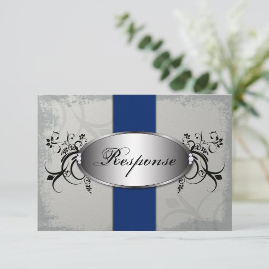Réponse du mariage Carte RSVP Royal Blue Slate Gre (Debout devant)