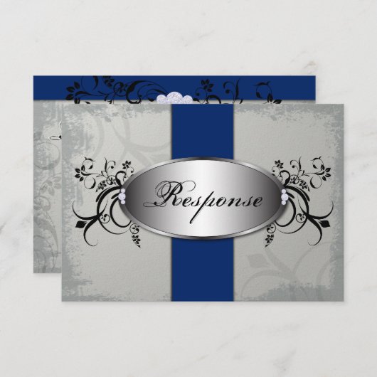 Réponse du mariage Carte RSVP Royal Blue Slate Gre (Devant / Derrière)