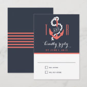 Réponse du Mariage Chic Nautique / Cartes RSVP (Devant / Derrière)