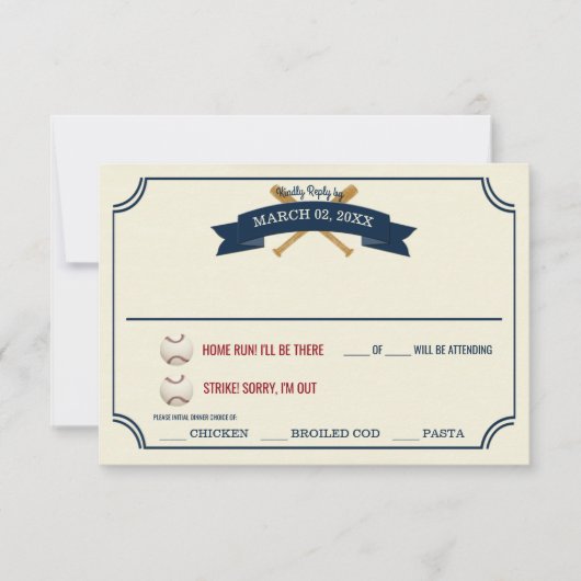 Réponse du Mariage de baseball vintage (Devant)