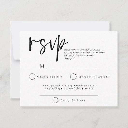 Réponse du Mariage de code QR de script simple RSV (Devant)