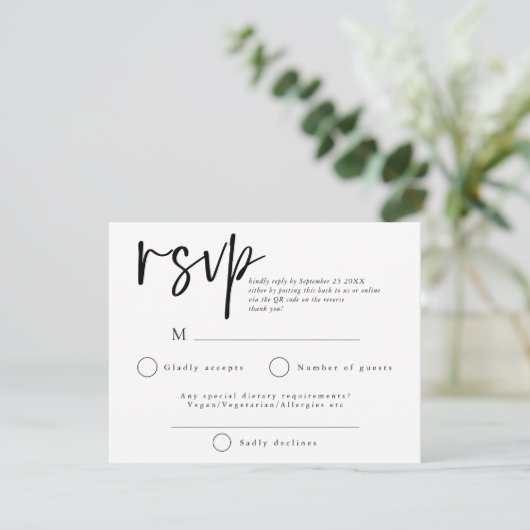 Réponse du Mariage de code QR de script simple RSV (Debout devant)