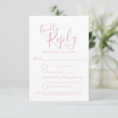 Réponse du mariage de coeur rose et blanc RSVP (Debout devant)