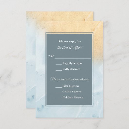 Réponse du Mariage de plage moderne Sable & Océan (Devant / Derrière)