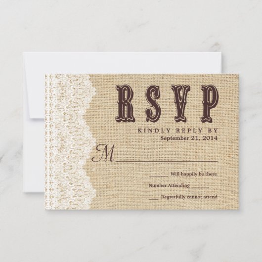 Réponse du Mariage de typographie rustique RSVP (Devant)