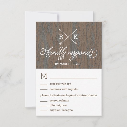 Réponse du Mariage d'écorce rustique / Cartes RSVP (Devant)