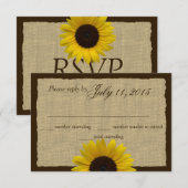 Réponse du Mariage du Burlap et du Sunflower (Devant / Derrière)
