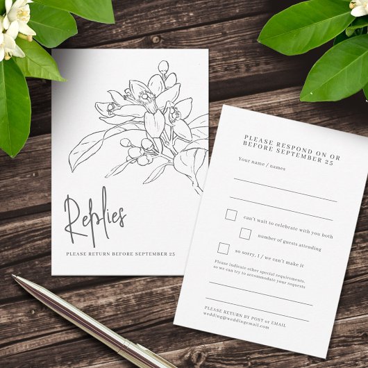 Réponse du mariage en fleurs orange RSVP