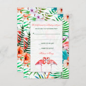 Réponse du Mariage Flamant rose aquarelle (Devant / Derrière)