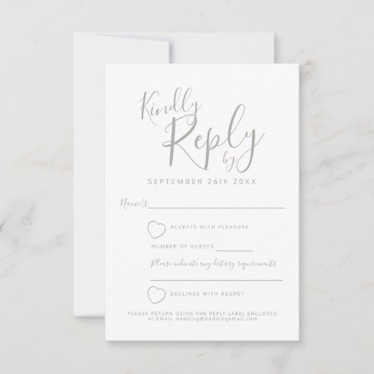 Réponse du mariage gris et blanc RSVP (Devant)