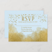 Réponse du Mariage Ice Blue Gold Confetti RSVP (Devant / Derrière)