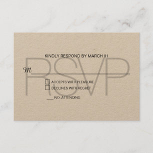Réponse du Mariage Kraft RSVP moderne
