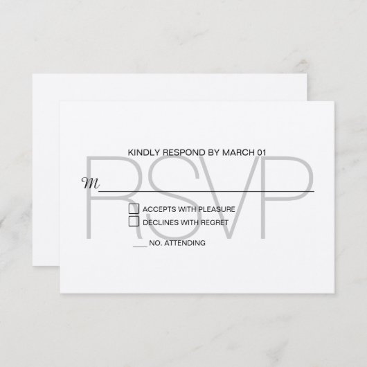 Réponse du Mariage Kraft RSVP moderne (Devant / Derrière)