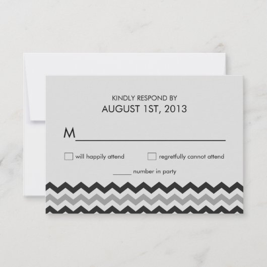 Réponse du Mariage moderne Chevron Zigzag RSVP (Devant)