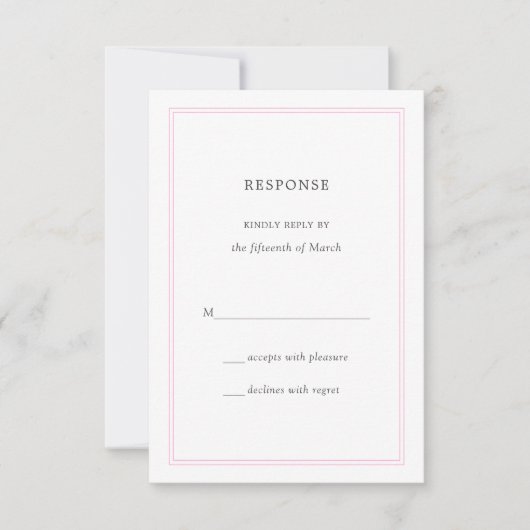 Réponse du Mariage Peony Pink Bordé RSVP (Devant)