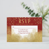 Réponse du Mariage Red Gold Confetti RSVP (Debout devant)
