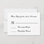 Réponse du Mariage RSVP de minuit et blanc S244 (Dos)