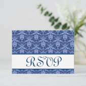 Réponse du Mariage RSVP de Navy Blue Damask (Debout devant)