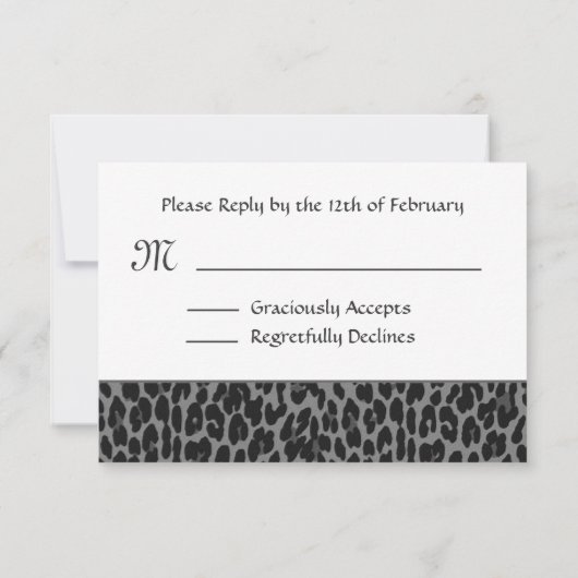 Réponse du Mariage RSVP Empreinte de léopard gris (Dos)