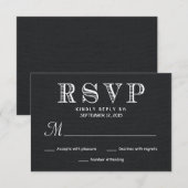 Réponse du Mariage RSVP Rustic Burlap - Noir (Devant / Derrière)