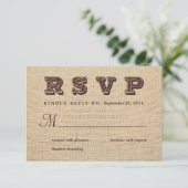 Réponse du Mariage rustique Burlap RSVP (Debout devant)