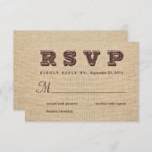 Réponse du Mariage rustique Burlap RSVP (Devant / Derrière)