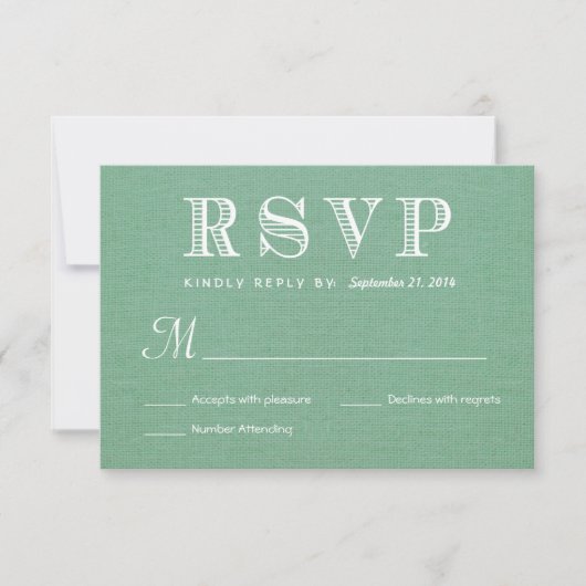 Réponse du Mariage rustique RSVP Burlap Mint Green (Devant)