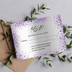 Réponse du mariage violet argenté RSVP