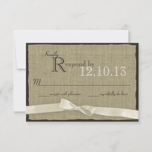 Réponse du Mariage White Bow et Burlap (Devant)