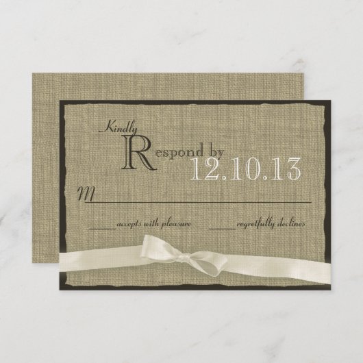 Réponse du Mariage White Bow et Burlap (Devant / Derrière)