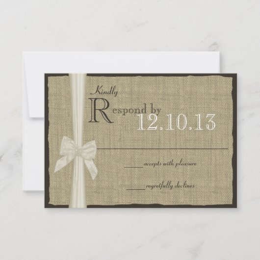 Réponse du Mariage White Bow et Burlap (Devant)