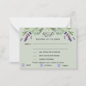 Réponse du menu mariage vert Lavender RSVP (Devant)