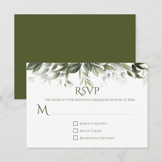 Réponse Elegant Greenery - Vert olive foncé (Devant / Derrière)