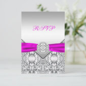 Réponse élégante argent et fuchsia RSVP (Debout devant)