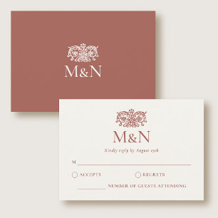 Réponse élégante avec monogramme de mariage, Envel