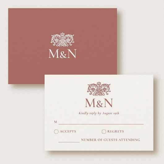 Réponse élégante avec monogramme de mariage, Envel