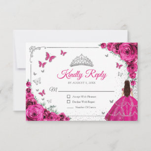 Réponse Élégante Chic Fuchsia Rose Argent Quincean
