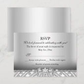 Réponse élégante diamant argent RSVP (Devant / Derrière)