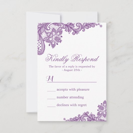 Réponse élégante lavande violet motif dentelle (Devant)