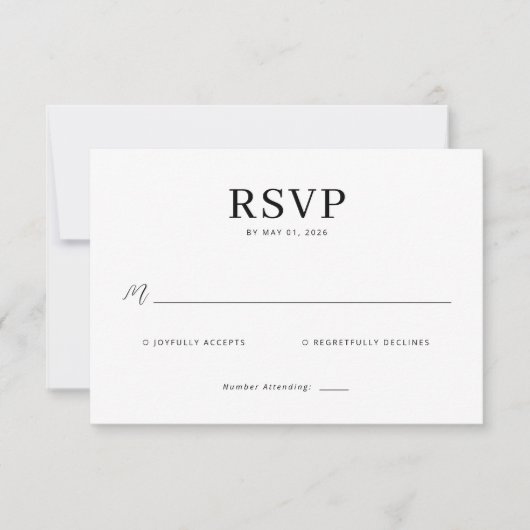 Réponse Élégante Minimaliste RSVP (Devant)