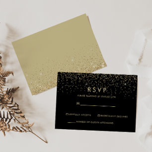 Réponse élégante noire avec paillettes dorées RSVP