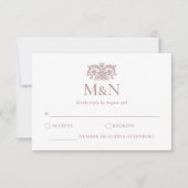Réponse élégante pour mariage avec monogramme et e (Devant)