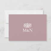 Réponse élégante pour mariage avec monogramme et e (Dos)