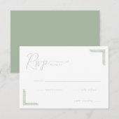 Réponse Élégante Verte Minimaliste RSVP (Devant / Derrière)