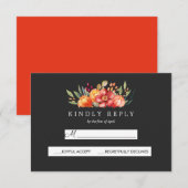 Réponse en gris Mariage floral peint Rsvp (Devant / Derrière)