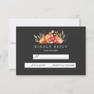 Réponse en gris Mariage floral peint Rsvp