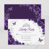 Réponse florale argentée violette pour Quinceanera (Devant / Derrière)
