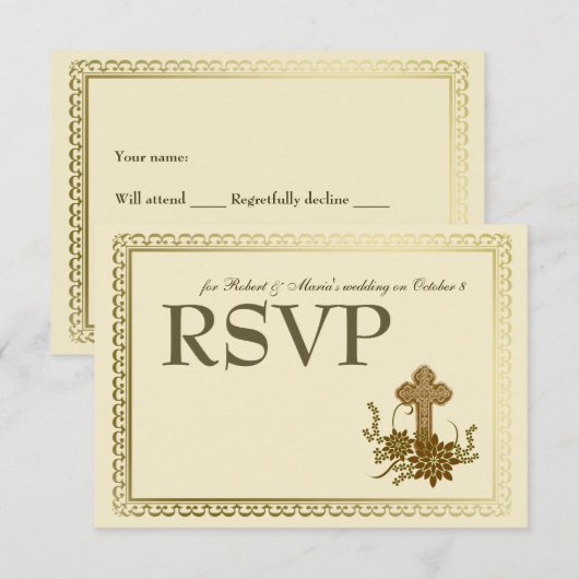 Réponse florale marron avec croix (Devant / Derrière)