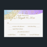 Réponse Gold du Bat mitzvah de musique<br><div class="desc">Musique dans la carte de réponse Air Bar Mitzvah en violet,  bleu et or. Customisez avec votre propre texte si nécessaire.</div>