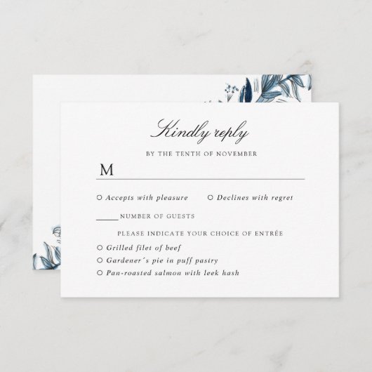 Réponse mariage aux fleurs d'indigo avec sélection (Devant / Derrière)